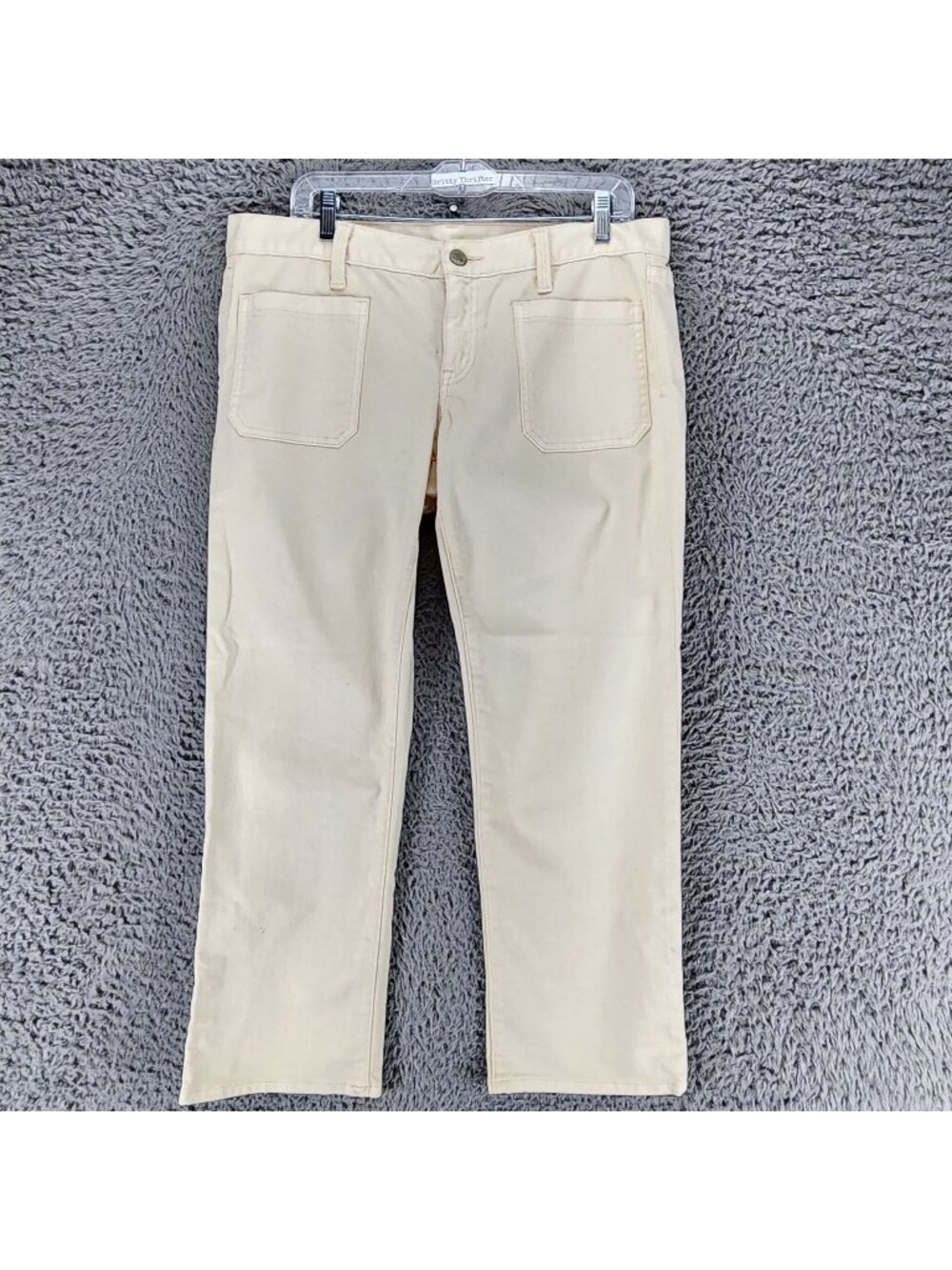 Gap 1969 Jeans Womens 31/12 Cream Stretch Denim Straight Crop *NWT*